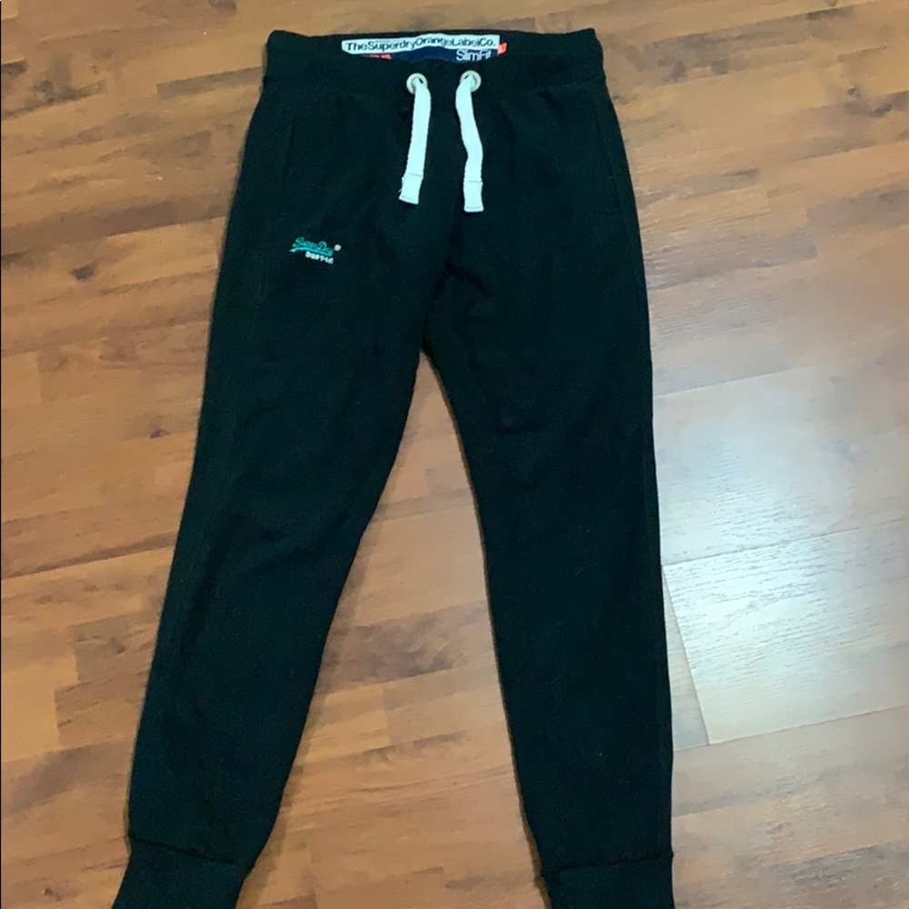 SuperDry Black SlimFit Joggers Orange Label